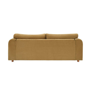English Elm Modern Chenille Three Seat Sofa with Rubberwood Accents for Stylish Living Spaces Yellow N763P460874L