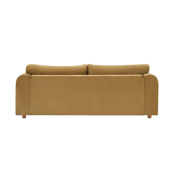 English Elm Modern Chenille Three Seat Sofa with Rubberwood Accents for Stylish Living Spaces Yellow N763P460874L