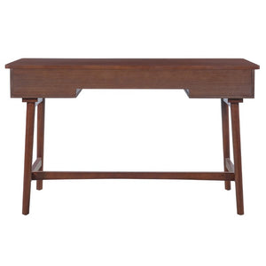 English Elm 51 Inch Rattan Front Writing Desk with Three Drawers Acacia Wood Mid-Century Home Office Brown N763P464763D