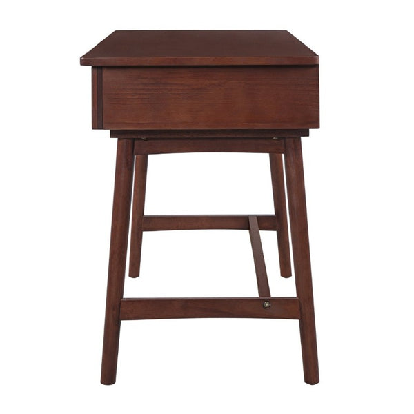 English Elm 51 Inch Rattan Front Writing Desk with Three Drawers Acacia Wood Mid-Century Home Office Brown N763P464763D