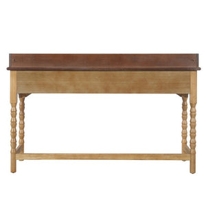 English Elm 54 Inch Acacia Wood Writing Desk with Bobbin Legs Two Drawers and Gallery Rail N763P464774Z