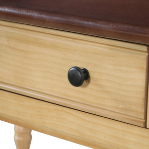 English Elm 54 Inch Acacia Wood Writing Desk with Bobbin Legs Two Drawers and Gallery Rail N763P464774Z