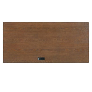 English Elm 60 Inch Writing Desk with Built-In Power Station Rubberwood Legs and Two Storage Drawers Walnut N763P465399D