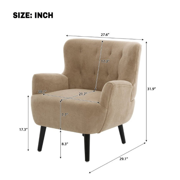 English Elm Modern Chenille Club Chair with Round Arms Sinuous Spring Seat and Rubberwood Legs N763P468262D