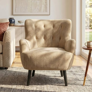 English Elm Modern Chenille Club Chair with Round Arms Sinuous Spring Seat and Rubberwood Legs N763P468262D