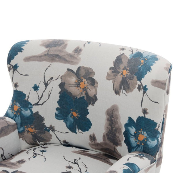 English Elm Modern Club Chair Upholstered Accent Seat with Round Arms Rubberwood Legs Living Room N763P468262Z