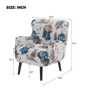 English Elm Modern Club Chair Upholstered Accent Seat with Round Arms Rubberwood Legs Living Room N763P468262Z