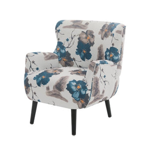 English Elm Modern Club Chair Upholstered Accent Seat with Round Arms Rubberwood Legs Living Room N763P468262Z