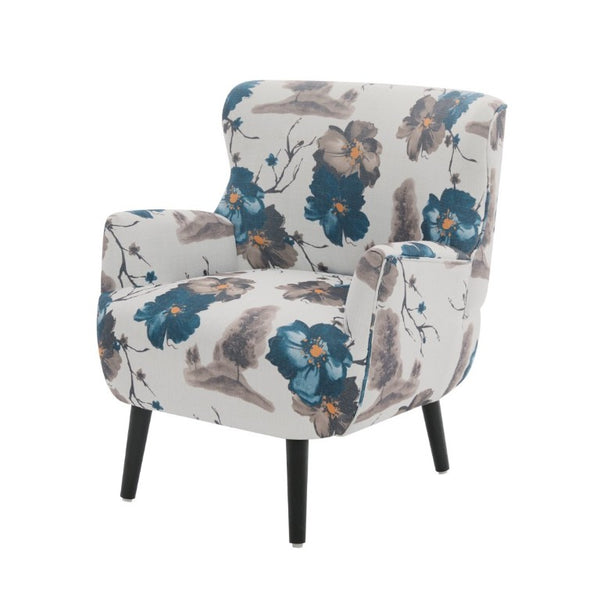 English Elm Modern Club Chair Upholstered Accent Seat with Round Arms Rubberwood Legs Living Room N763P468262Z