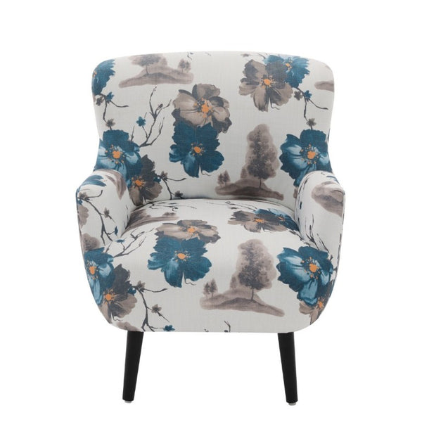 English Elm Modern Club Chair Upholstered Accent Seat with Round Arms Rubberwood Legs Living Room N763P468262Z