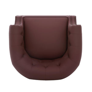 English Elm 360°Swivel Tufted PU Leather Barrel Club Chair with Bent Wood Base for Living Room Red N763P468270J