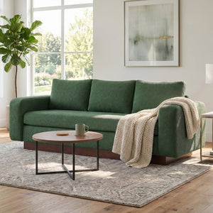 English Elm Modern Chenille Three Seat Sofa with Rubberwood Legs for Apartment Living Spaces Green N763P474868F