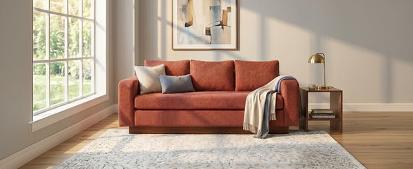 English Elm Modern Chenille Three Seat Sofa with Rubberwood Legs for Apartment Living Spaces Red N763P474868J