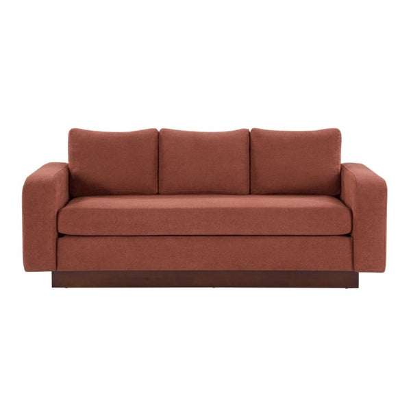 English Elm Modern Chenille Three Seat Sofa with Rubberwood Legs for Apartment Living Spaces Red N763P474868J
