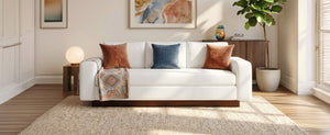 English Elm Modern Chenille Three Seat Sofa with Rubberwood Legs for Apartment Living Spaces White N763P474868K