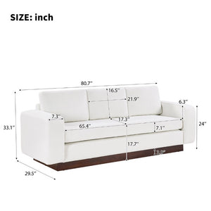 English Elm Modern Chenille Three Seat Sofa with Rubberwood Legs for Apartment Living Spaces White N763P474868K