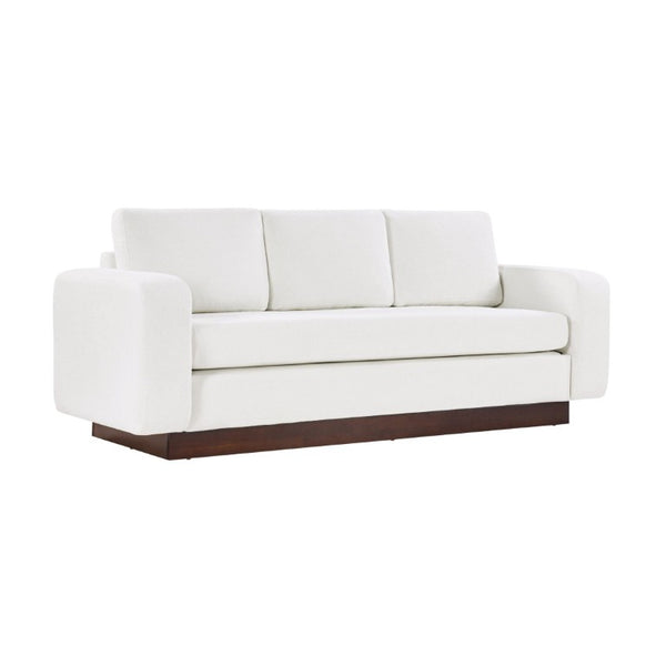 English Elm Modern Chenille Three Seat Sofa with Rubberwood Legs for Apartment Living Spaces White N763P474868K
