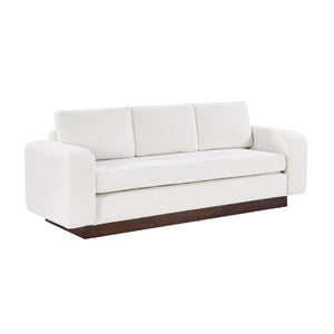 English Elm Modern Chenille Three Seat Sofa with Rubberwood Legs for Apartment Living Spaces White N763P474868K