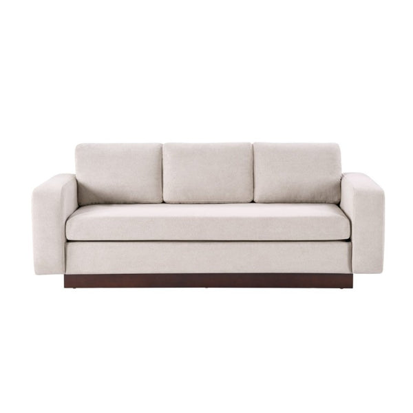 English Elm Modern Chenille Three Seat Sofa with Rubberwood Legs for Apartment Living Spaces Oatmeal N763P474868O