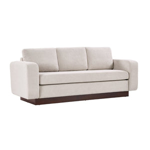 English Elm Modern Chenille Three Seat Sofa with Rubberwood Legs for Apartment Living Spaces Oatmeal N763P474868O