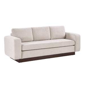 English Elm Modern Chenille Three Seat Sofa with Rubberwood Legs for Apartment Living Spaces Oatmeal N763P474868O