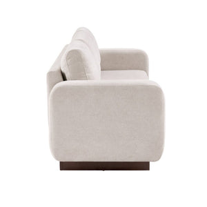 English Elm Modern Chenille Three Seat Sofa with Rubberwood Legs for Apartment Living Spaces Oatmeal N763P474868O