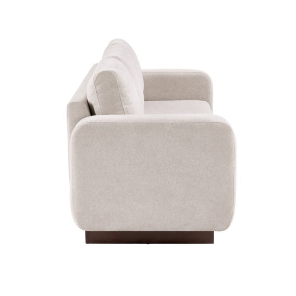 English Elm Modern Chenille Three Seat Sofa with Rubberwood Legs for Apartment Living Spaces Oatmeal N763P474868O