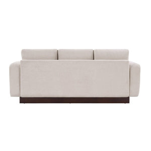 English Elm Modern Chenille Three Seat Sofa with Rubberwood Legs for Apartment Living Spaces Oatmeal N763P474868O