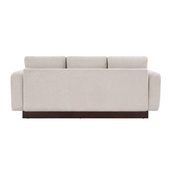 English Elm Modern Chenille Three Seat Sofa with Rubberwood Legs for Apartment Living Spaces Oatmeal N763P474868O