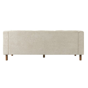 English Elm 78 Inch Three Seat Chenille Sofa Tufted Pillow Back Walnut Legs Living Room Beige N763P480705A