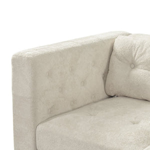 English Elm 78 Inch Three Seat Chenille Sofa Tufted Pillow Back Walnut Legs Living Room Beige N763P480705A