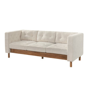English Elm 78 Inch Three Seat Chenille Sofa Tufted Pillow Back Walnut Legs Living Room Beige N763P480705A