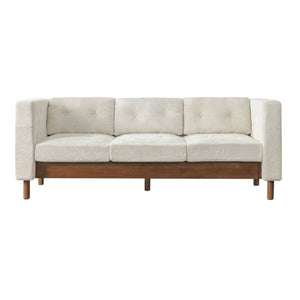 English Elm 78 Inch Three Seat Chenille Sofa Tufted Pillow Back Walnut Legs Living Room Beige N763P480705A