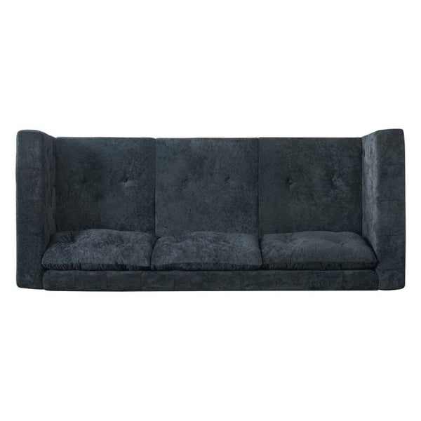 English Elm 78 Inch Three Seat Chenille Sofa Tufted Pillow Back Walnut Legs Living Room Blue N763P480705C