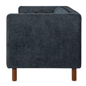 English Elm 78 Inch Three Seat Chenille Sofa Tufted Pillow Back Walnut Legs Living Room Blue N763P480705C