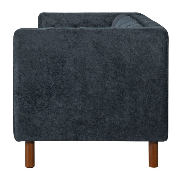 English Elm 78 Inch Three Seat Chenille Sofa Tufted Pillow Back Walnut Legs Living Room Blue N763P480705C
