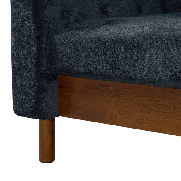 English Elm 78 Inch Three Seat Chenille Sofa Tufted Pillow Back Walnut Legs Living Room Blue N763P480705C