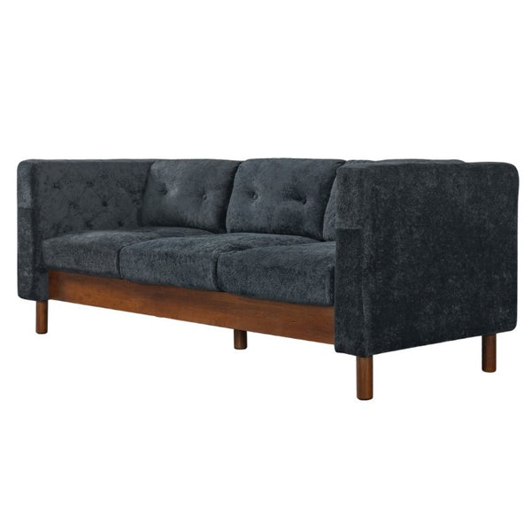 English Elm 78 Inch Three Seat Chenille Sofa Tufted Pillow Back Walnut Legs Living Room Blue N763P480705C