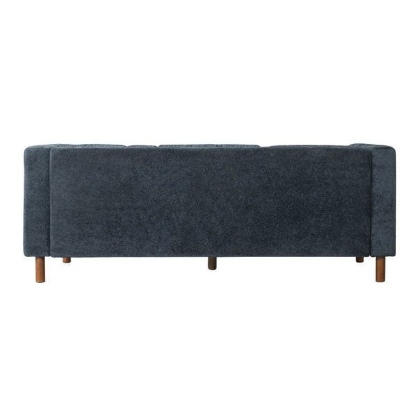 English Elm 78 Inch Three Seat Chenille Sofa Tufted Pillow Back Walnut Legs Living Room Blue N763P480705C