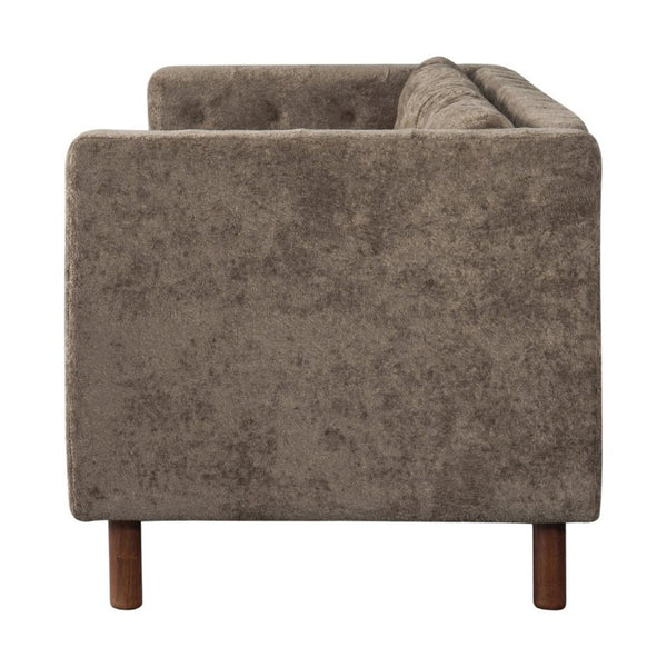 English Elm 78 Inch Three Seat Chenille Sofa Tufted Pillow Back Walnut Legs Living Room Brown N763P480705D