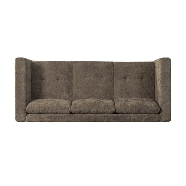 English Elm 78 Inch Three Seat Chenille Sofa Tufted Pillow Back Walnut Legs Living Room Brown N763P480705D