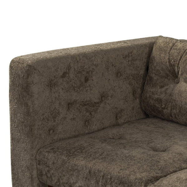 English Elm 78 Inch Three Seat Chenille Sofa Tufted Pillow Back Walnut Legs Living Room Brown N763P480705D