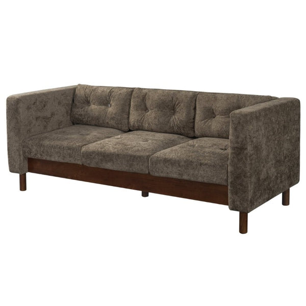 English Elm 78 Inch Three Seat Chenille Sofa Tufted Pillow Back Walnut Legs Living Room Brown N763P480705D