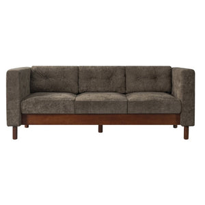 English Elm 78 Inch Three Seat Chenille Sofa Tufted Pillow Back Walnut Legs Living Room Brown N763P480705D