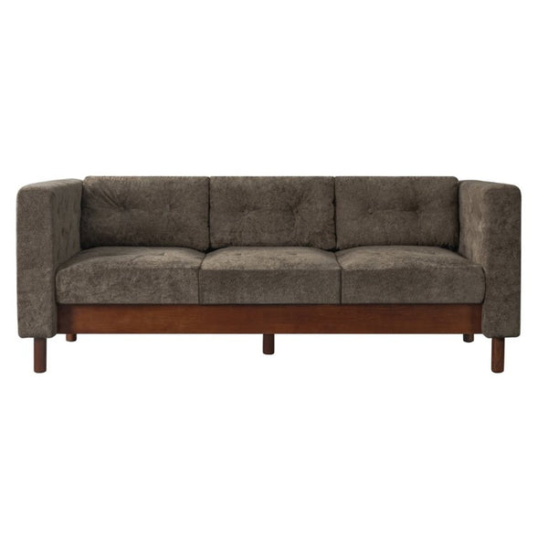 English Elm 78 Inch Three Seat Chenille Sofa Tufted Pillow Back Walnut Legs Living Room Brown N763P480705D