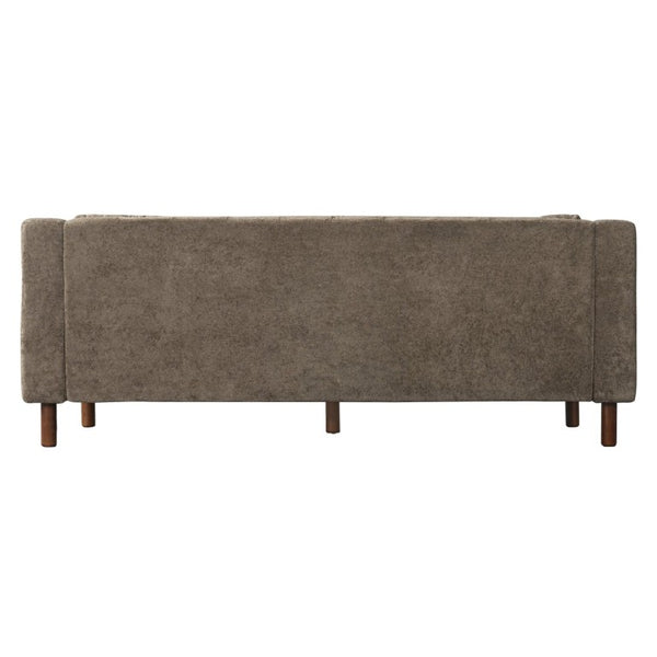 English Elm 78 Inch Three Seat Chenille Sofa Tufted Pillow Back Walnut Legs Living Room Brown N763P480705D