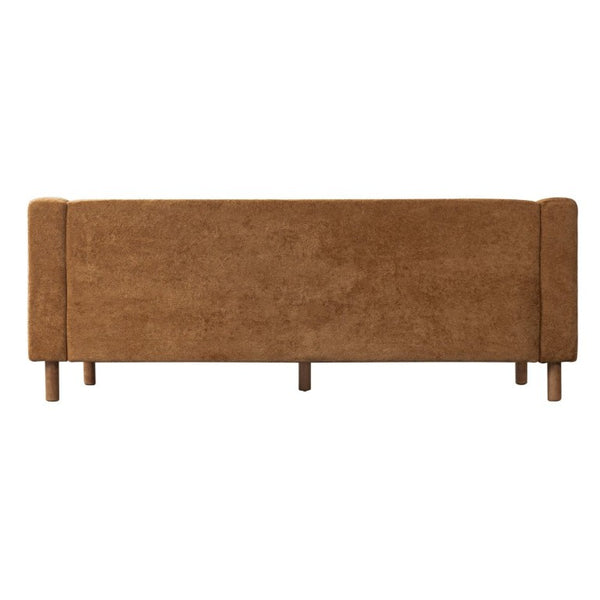 English Elm 78 Inch Three Seat Chenille Sofa Tufted Pillow Back Walnut Legs Living Room Orange N763P480705G