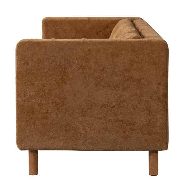 English Elm 78 Inch Three Seat Chenille Sofa Tufted Pillow Back Walnut Legs Living Room Orange N763P480705G