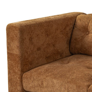 English Elm 78 Inch Three Seat Chenille Sofa Tufted Pillow Back Walnut Legs Living Room Orange N763P480705G