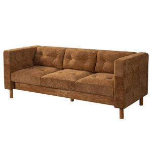 English Elm 78 Inch Three Seat Chenille Sofa Tufted Pillow Back Walnut Legs Living Room Orange N763P480705G